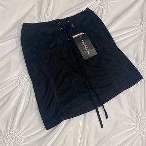 NWT PrettyLittleThing Black Suede Mini skirt